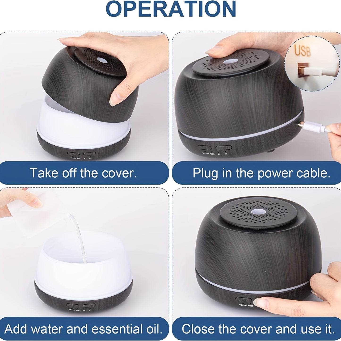 1pc 300ml AromaMaster Essential Oil Diffuser - 7-Color LED, Remote Control, USB Powered, Waterless Auto-Off, Aromatherapy Scent Air Humidifier for Room, Office - Compact, Portable, Whisper-Quiet Operation