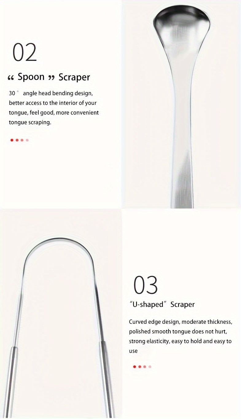 Tongue Scraper, Halitosis Reduction, Stainless Steel Tongue Cleaner, Metal Scraper, Tongue Scraper Cleaner For Fresh Breath