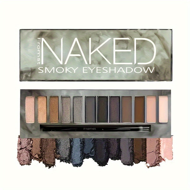 12 colors Warm and Bright Eyeshadow Palette with Shimmer Glitter and Matte Finish - Long Lasting Cosmetics with Mirror and Matching Brush For Music Festival