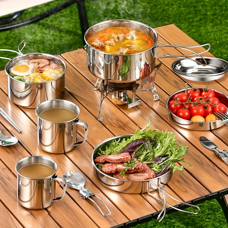 8-Piece Stainless Steel Camping Cookware Set-1