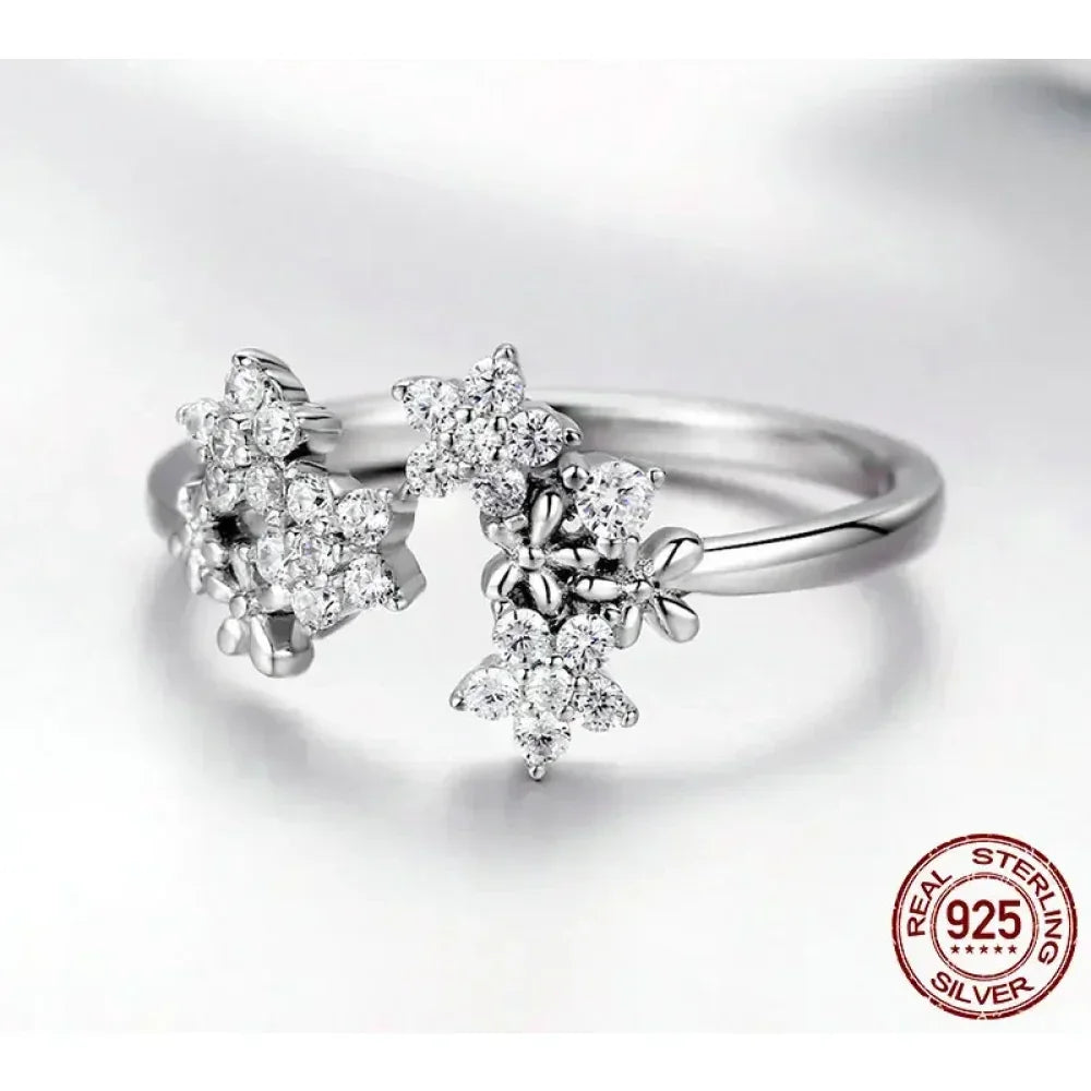 Dazzling Starry Night: 925 Silver Necklace & Ring Set With Cubic Zirconia