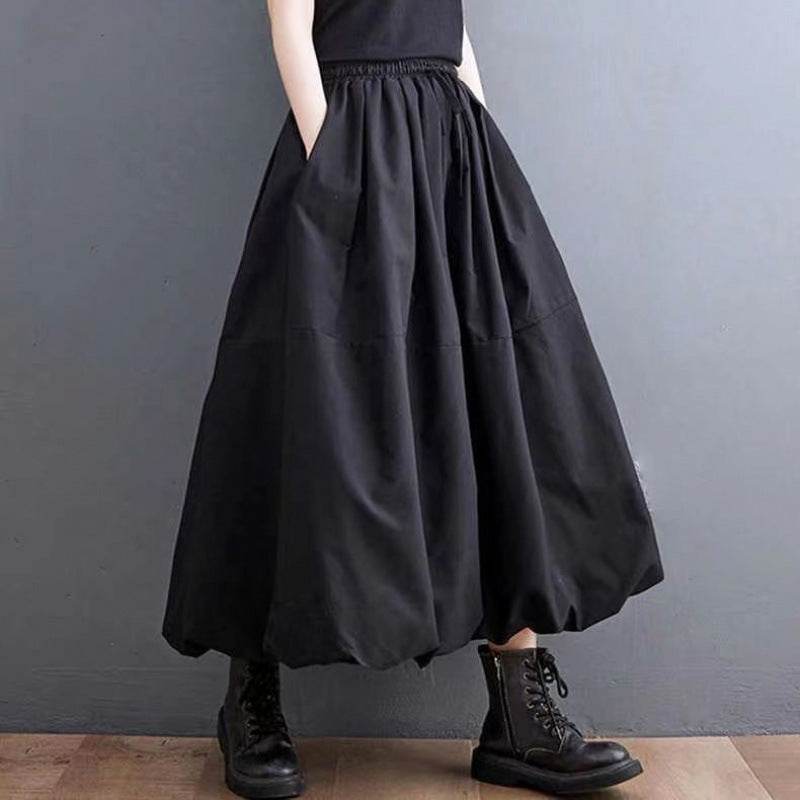 Fashion Personality New Solid Pocket Prairie Midi maxi Skirt Women