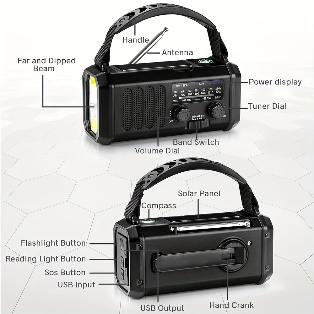Portable Emergency Radio with Solar Power (10000mAh)-2