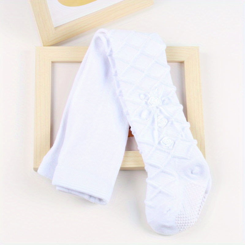 Adorable Baby Leggings With Soft Combed Cotton And Slip-on Pantyhose In Rose Petal Design