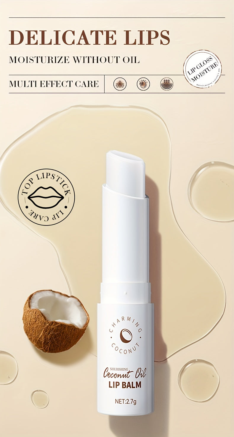 Coconut Lip Balm - Long Lasting Nourishment And Moisture For Men And Women - Daily Care Lip Balm With Plant Squalane