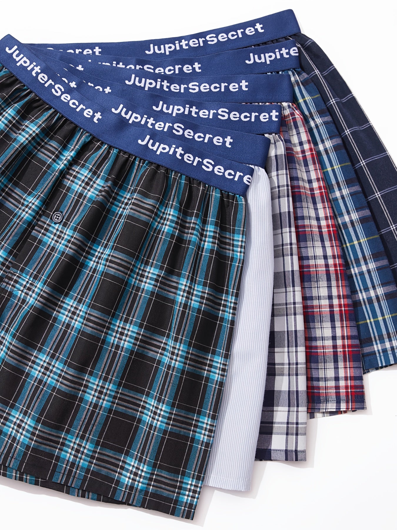 6/10 pcs JupiterSecret Men's Woven Boxer Shorts - 6 Pack, Elastic Waistband, Random Color