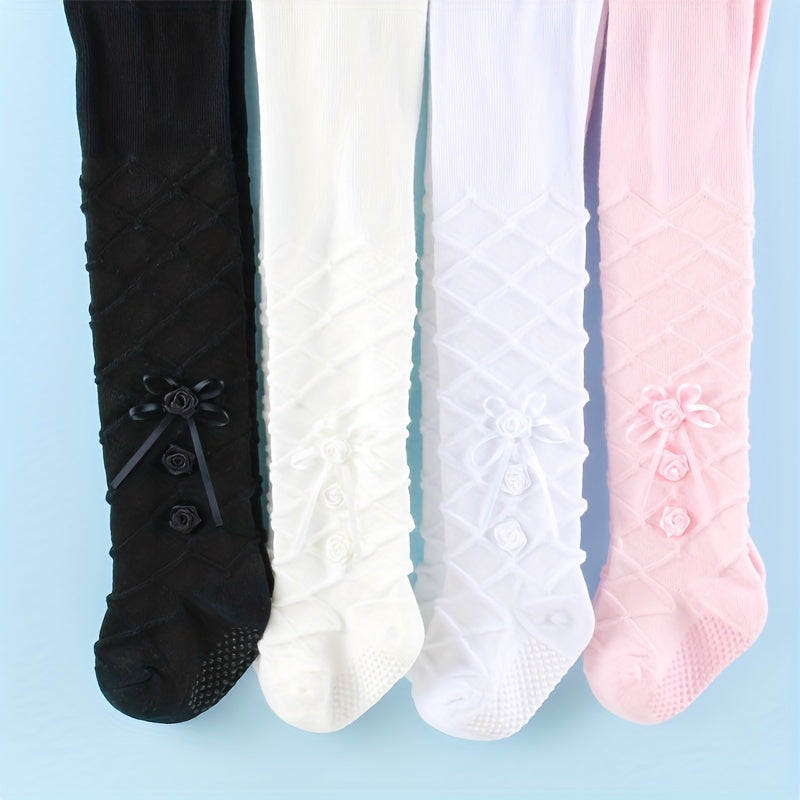 Adorable Baby Leggings With Soft Combed Cotton And Slip-on Pantyhose In Rose Petal Design