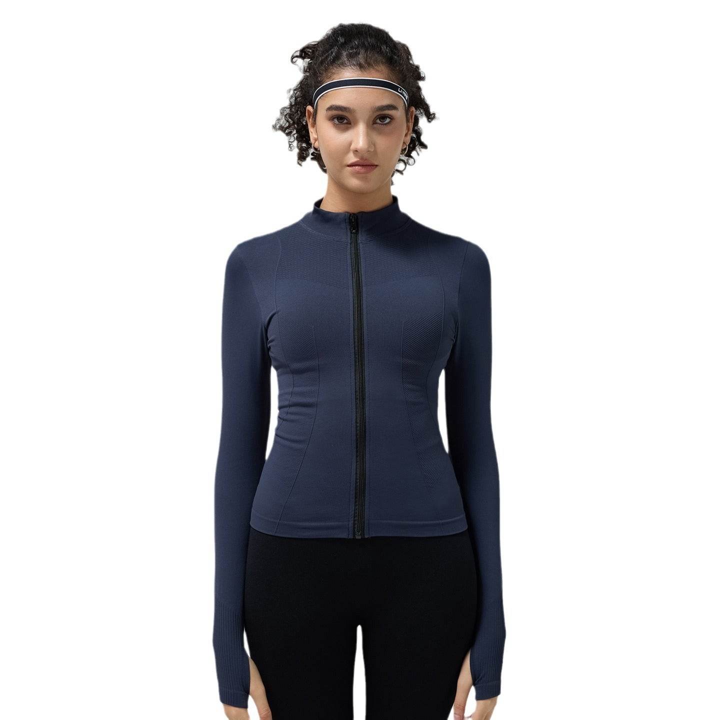 Long Sleeve Workout top for women Slim fit Athletics Sport Zip up Gym top