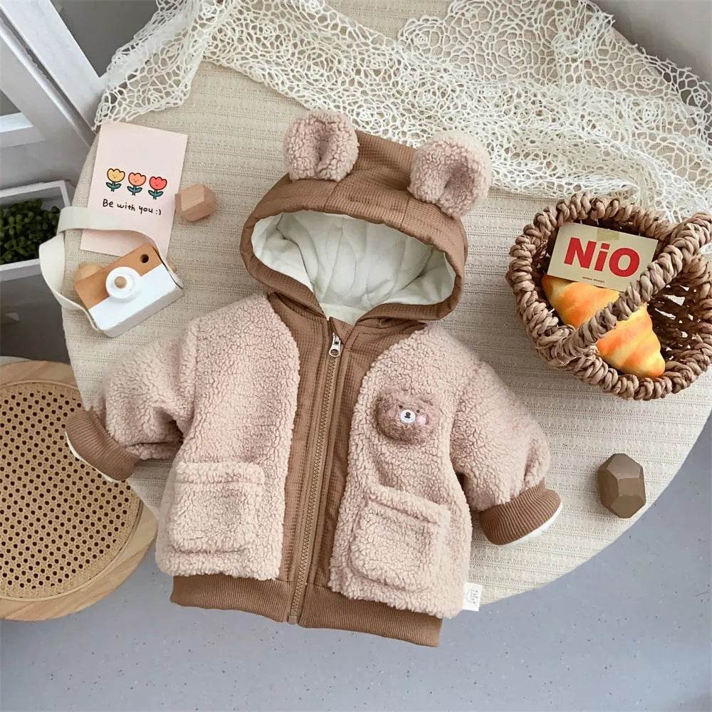 Children's Winter Jacket Bear Plus Velvet Cotton-padded Coat