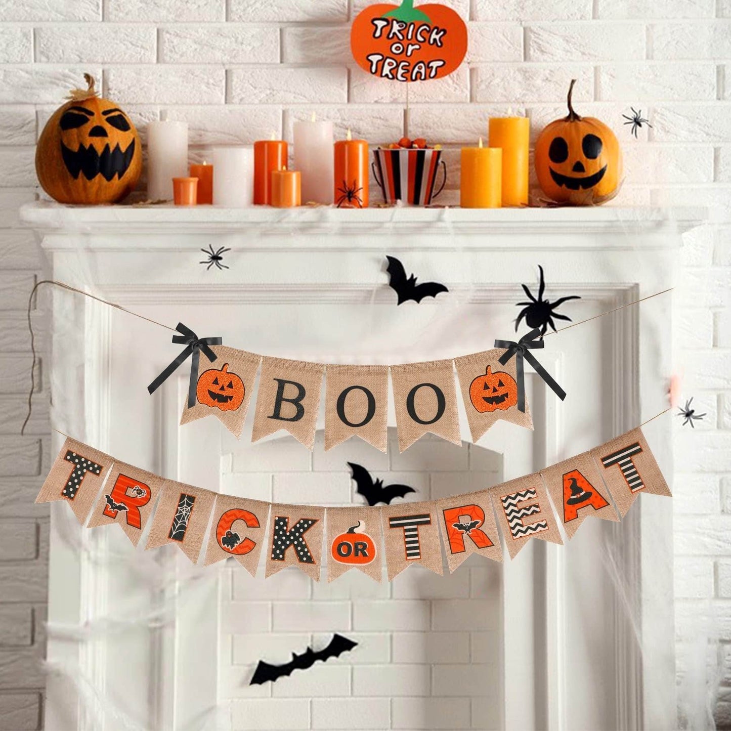 Halloween Burlap Banner Halloween Party Mantel Wall Hanging Supplies For Home Farmhouse Patio