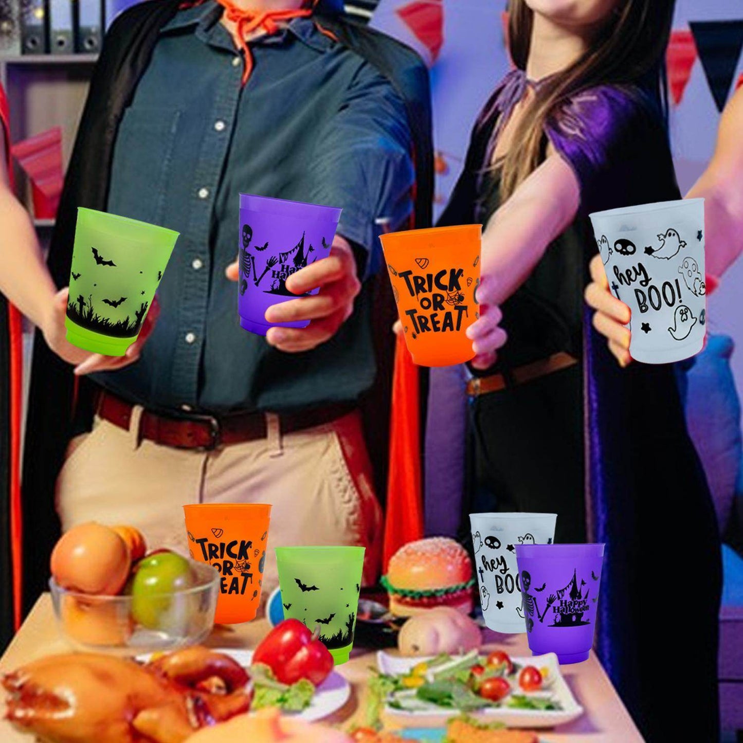 Halloween cups A Pack Of 8 Halloween Plastic Cups With Patterns.