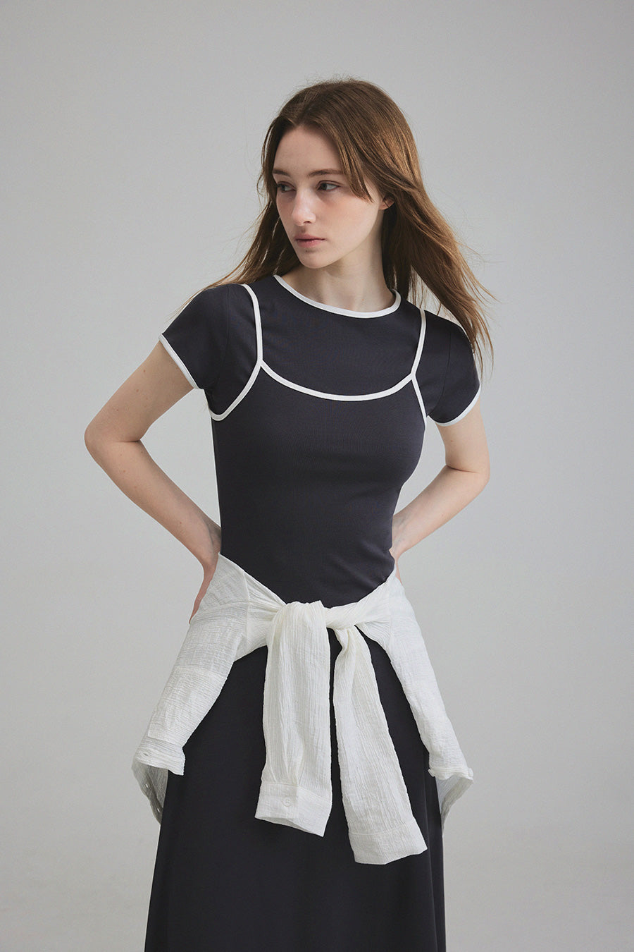 [TWEE] Bibel Contrast T-Shirt Dress Set-3