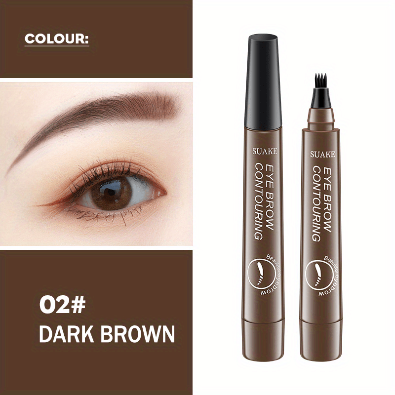 5 colors Natural Looking Waterproof Eyebrow Pen with 4 Split Head for Microblading and Makeup