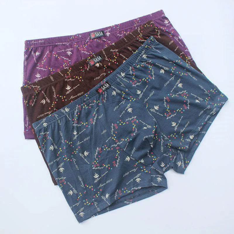 Men's  Underpants Cotton 6 Pcs  Printed Boxer Mid Waist underwear