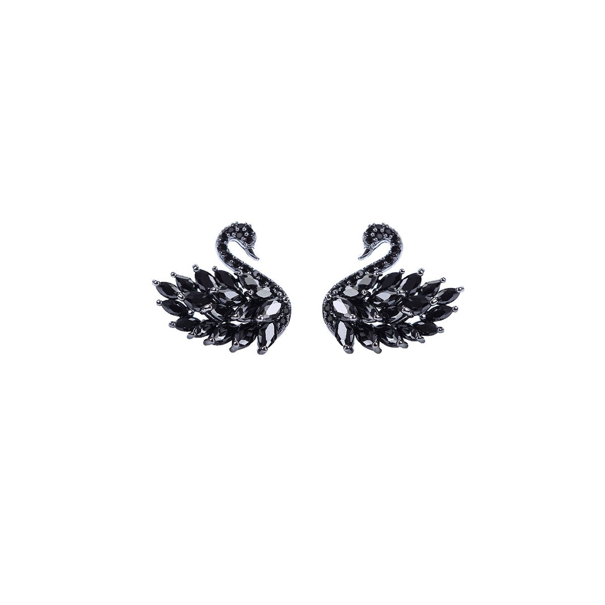 Elegant Swan Black Earrings-0