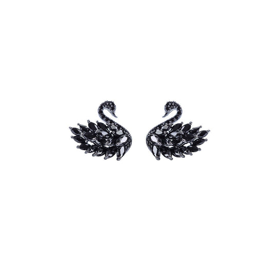 Elegant Swan Black Earrings-0
