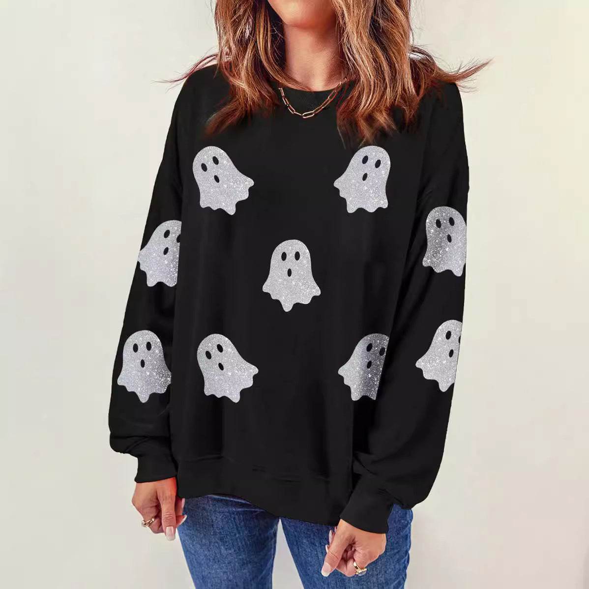 Halloween Ghost Top Loose Casual Pullover