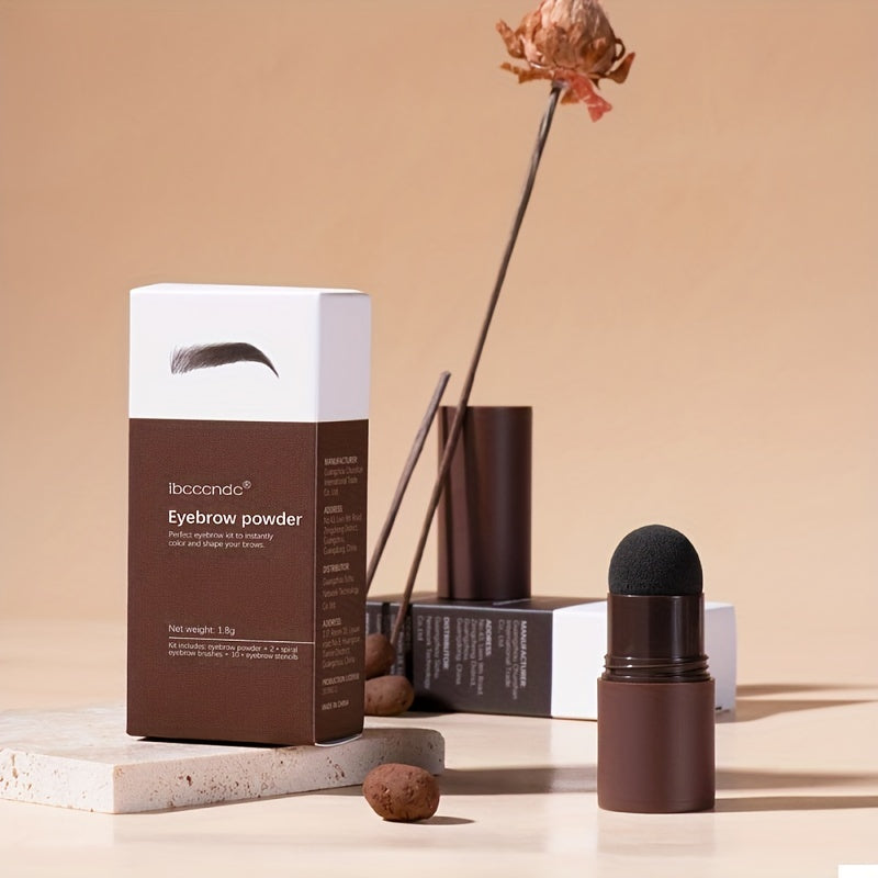 Eyebrow Shaping Kits, Eyebrow Powder Stick + Eyebrow Stencil + Eyebrow Brush, Long Lasting Eyebrow Enhancers Styling Sets