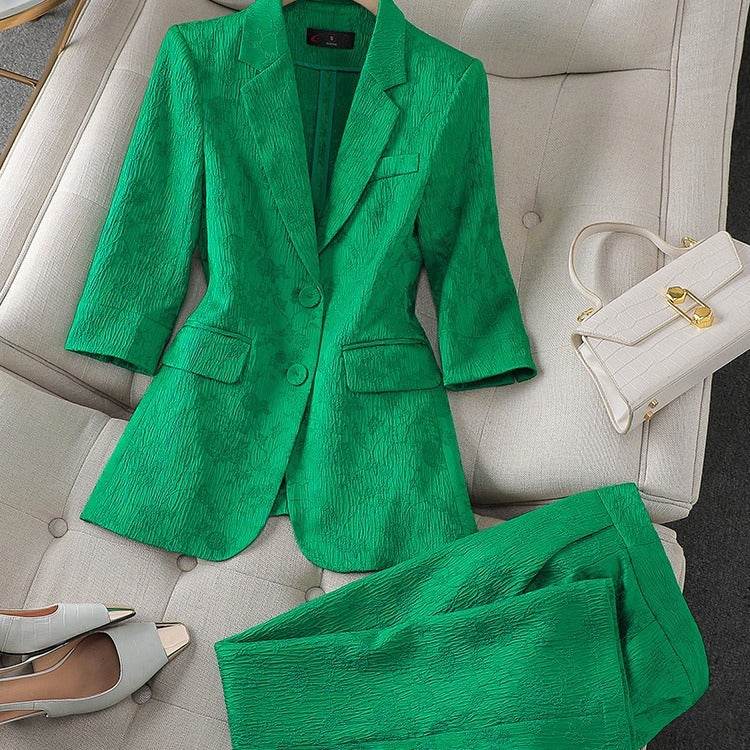Half Sleeve Blazer And Pant Suit Ladies Women Female Jacket pant suit for women
