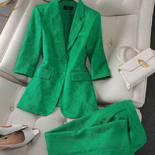 Half Sleeve Blazer And Pant Suit Ladies Women Female Jacket pant suit for women