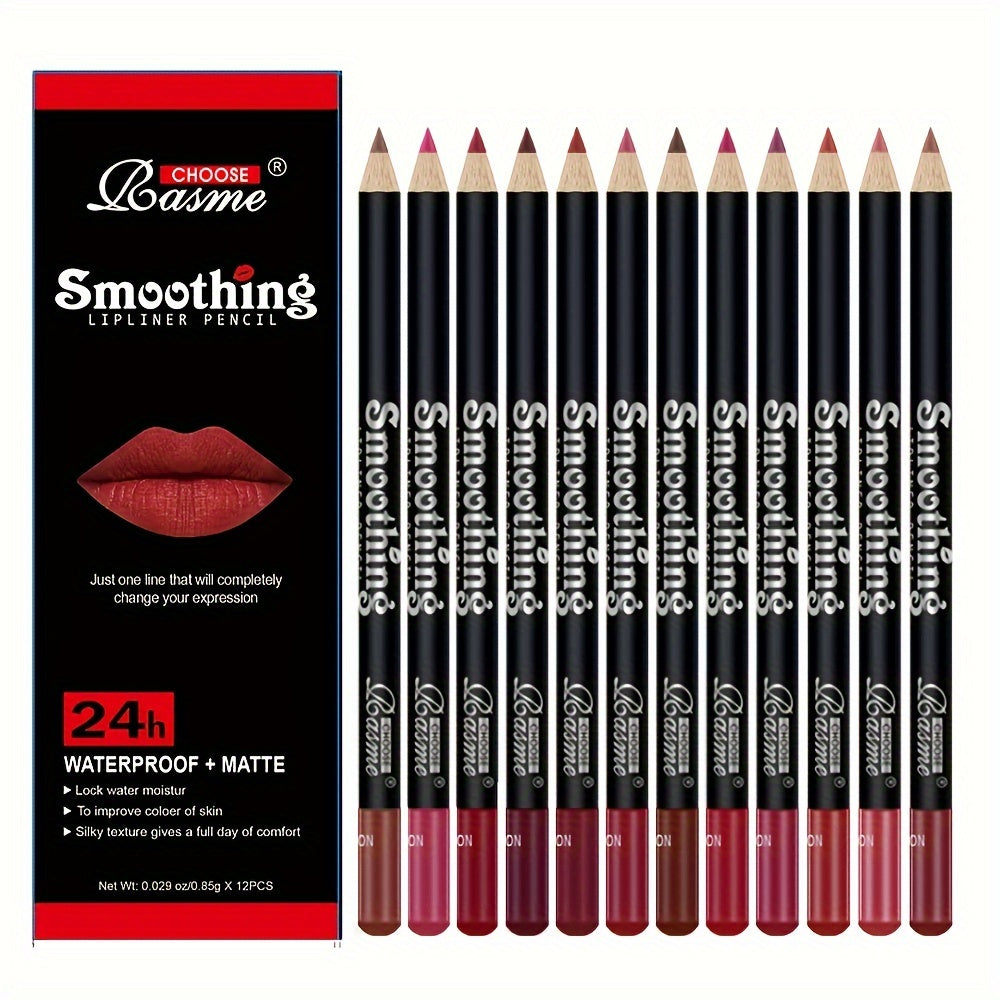 12 pcs Matte Lipstick Set with Lip Liner Pencil - Long-Lasting, Professional-Quality, Perfect for Valentine's Day Gifts