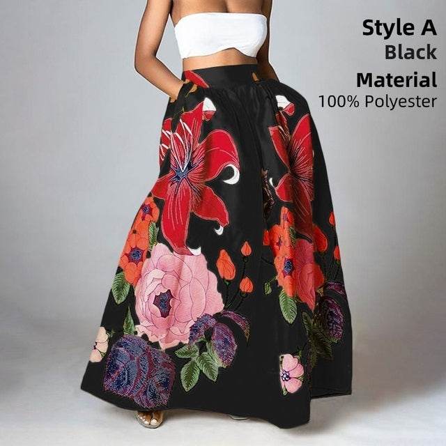 Elegant Bottoms Skirt Floral Long Maxi prairie Skirt
