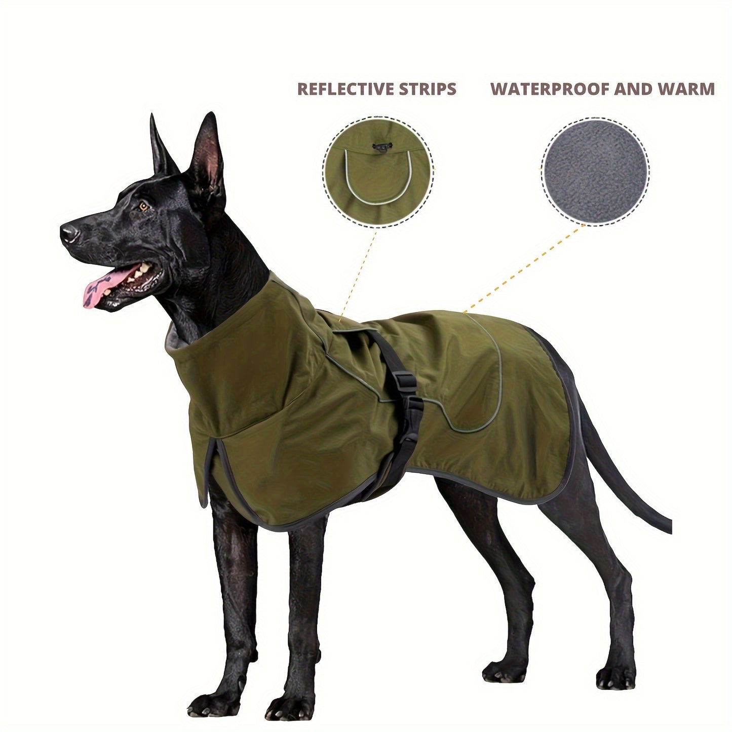 Waterproof Double-Layer Winter Dog Coats - Insulated, Windproof, and Reflective Dog Jackets for Large Dogs - Ideal for Rainy and Snowy Days, Easy to Put On and Take Off
