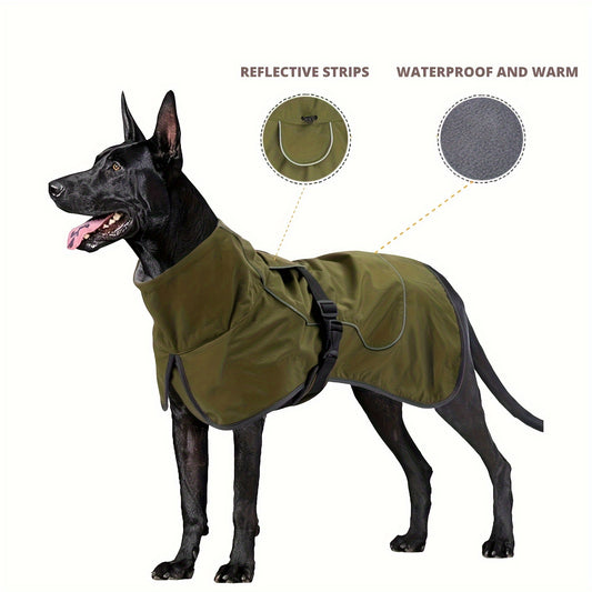 Waterproof Double-Layer Winter Dog Coats - Insulated, Windproof, and Reflective Dog Jackets for Large Dogs - Ideal for Rainy and Snowy Days, Easy to Put On and Take Off