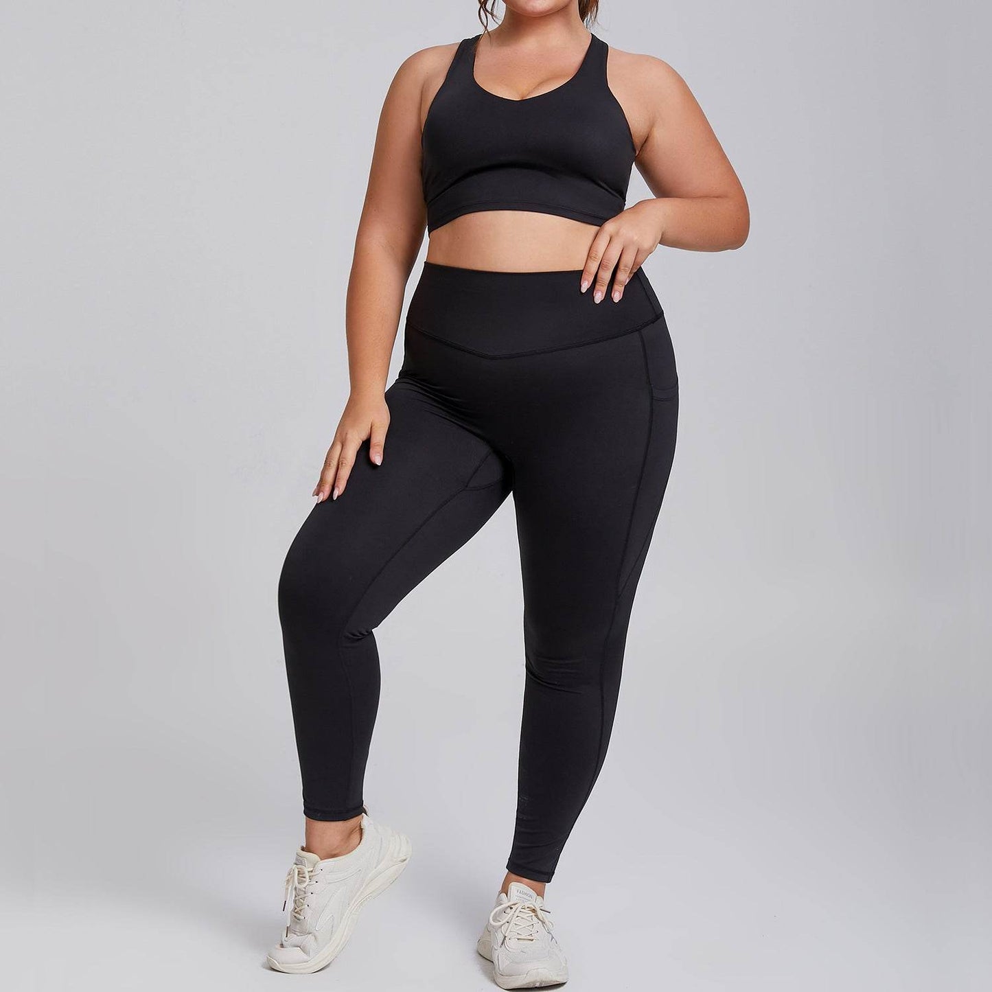 Plus Size Women Sports Workout Gym - Sleeveless Crop and Pant