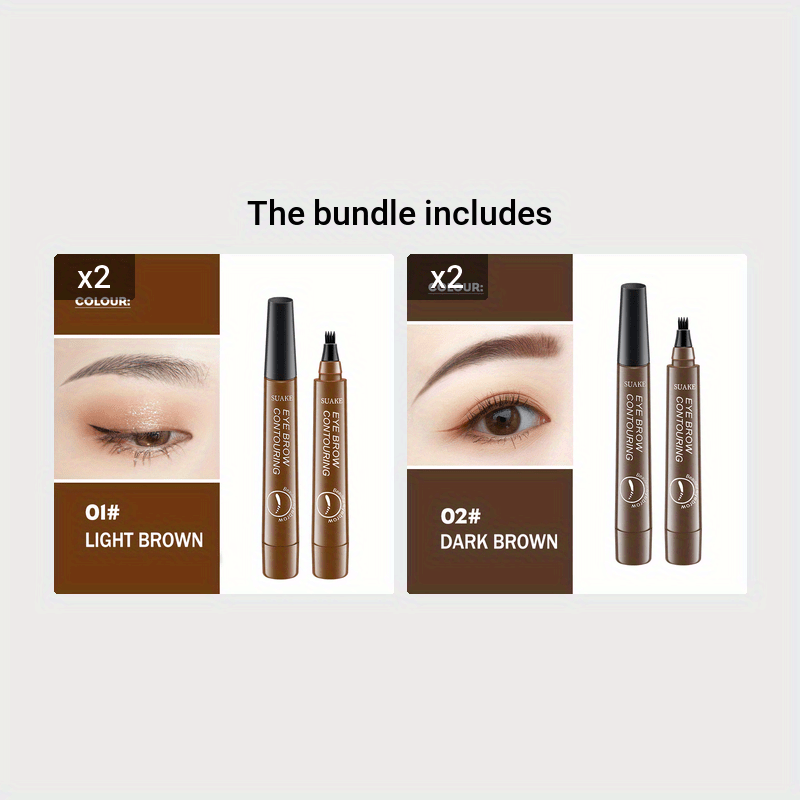 5 colors Natural Looking Waterproof Eyebrow Pen with 4 Split Head for Microblading and Makeup