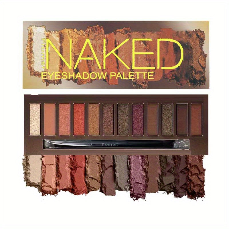 12 colors Warm and Bright Eyeshadow Palette with Shimmer Glitter and Matte Finish - Long Lasting Cosmetics with Mirror and Matching Brush For Music Festival
