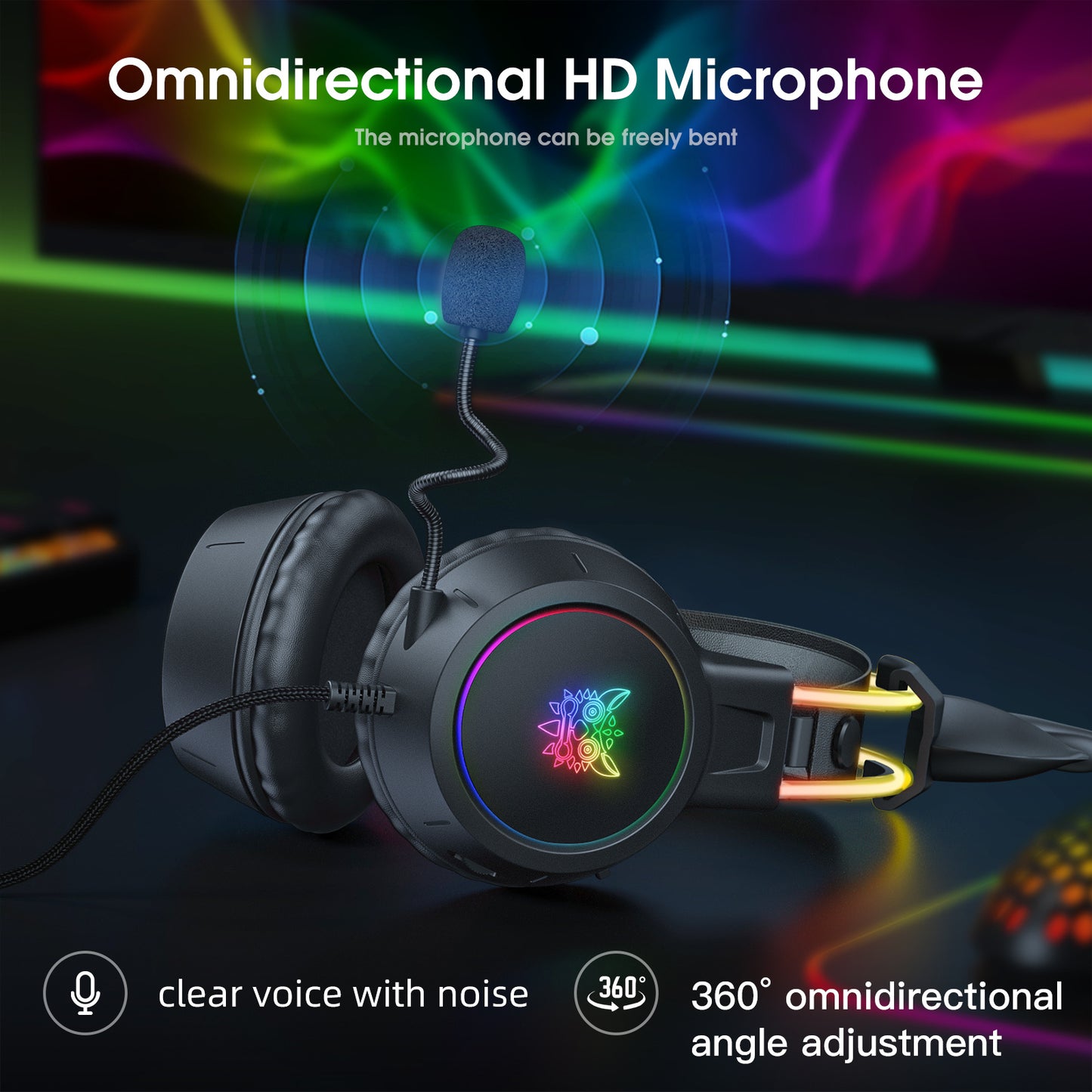 ONIKUMA X15 Pro Gaming Headset: Antler, RGB Aluminum Frame, Surround Sound - Perfect Christmas/Halloween/New Year Gift!
