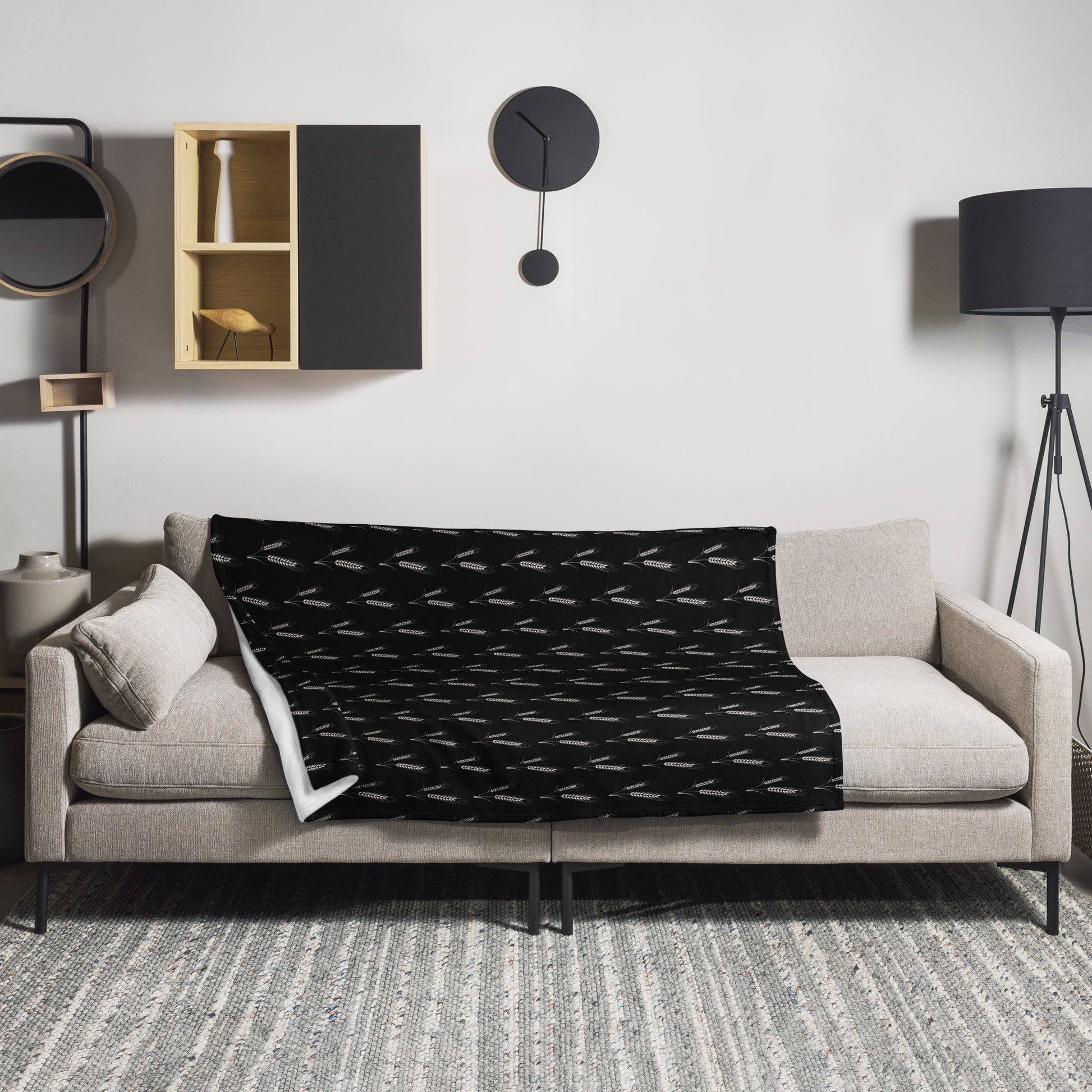 Grano Pattern Throw Blanket - Black-0