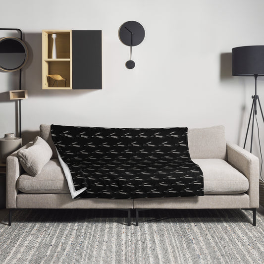 Grano Pattern Throw Blanket - Black-0
