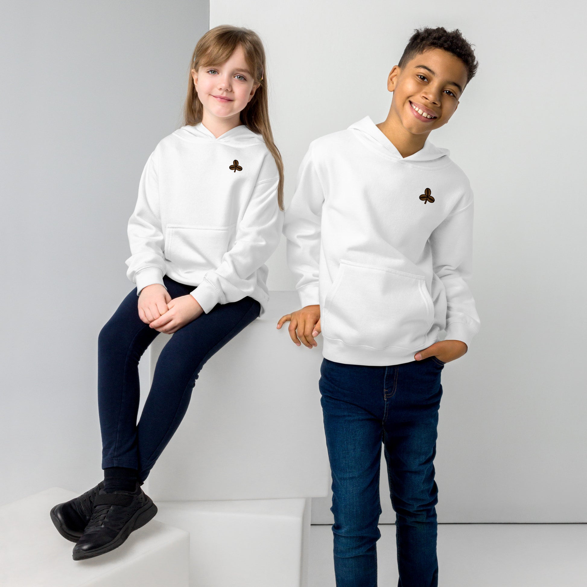Coffee Clover Kids Fleece Hoodie-3