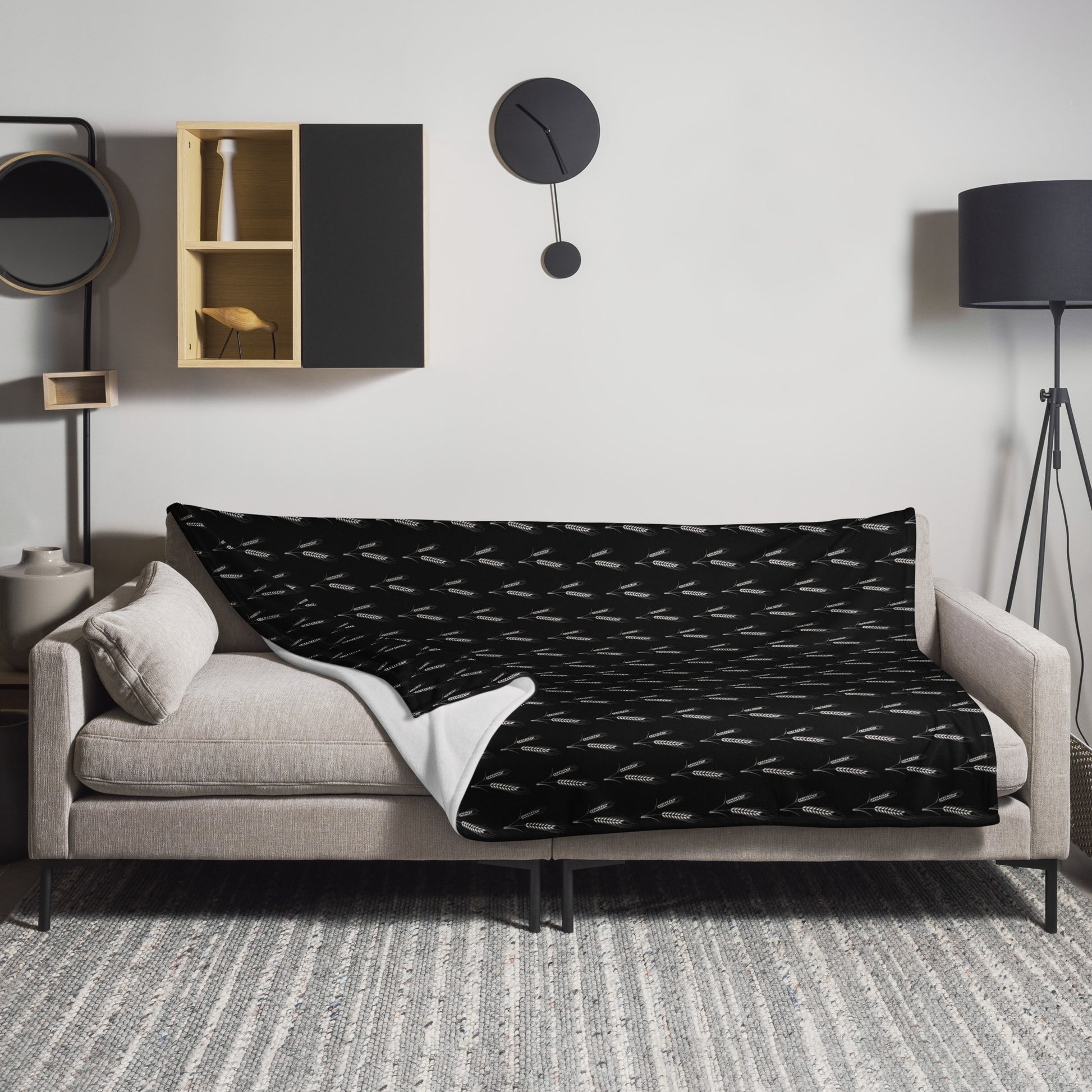 Grano Pattern Throw Blanket - Black-1