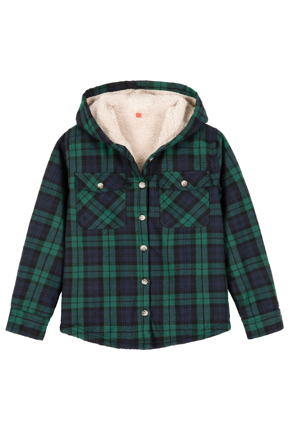 Girls Hooded Plaid Flannel Shirt Jacket,Sherpa Lined-7