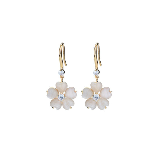 Flower Bone Gold Earrings-0
