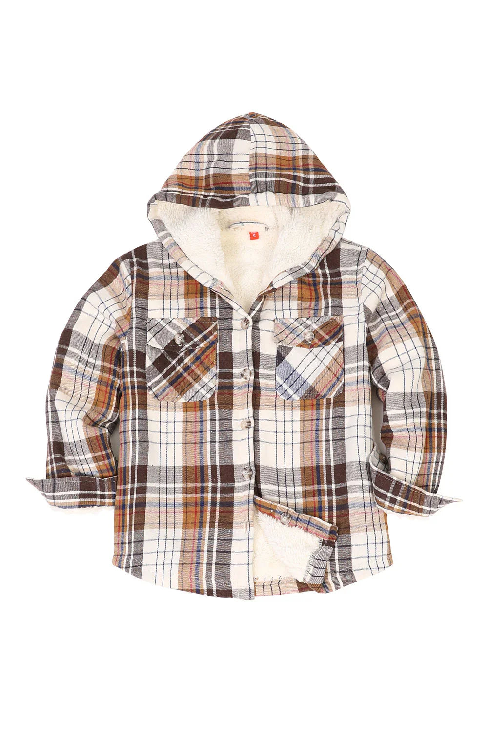 Girls Hooded Plaid Flannel Shirt Jacket,Sherpa Lined-16