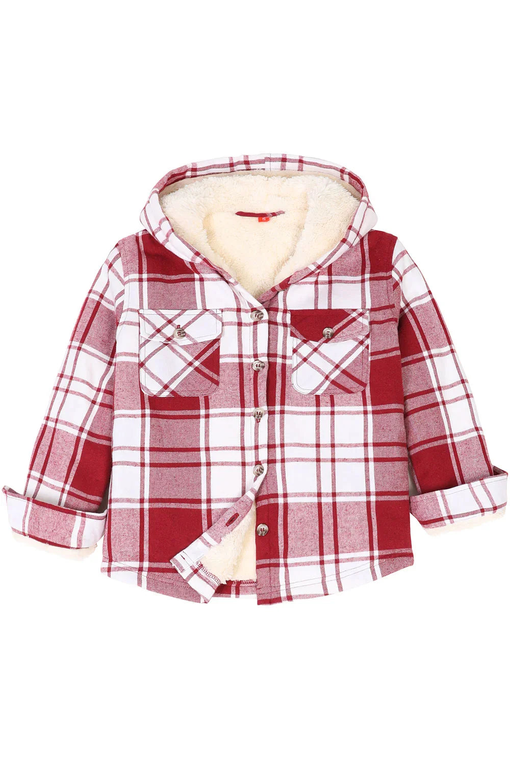 Girls Hooded Plaid Flannel Shirt Jacket,Sherpa Lined-13