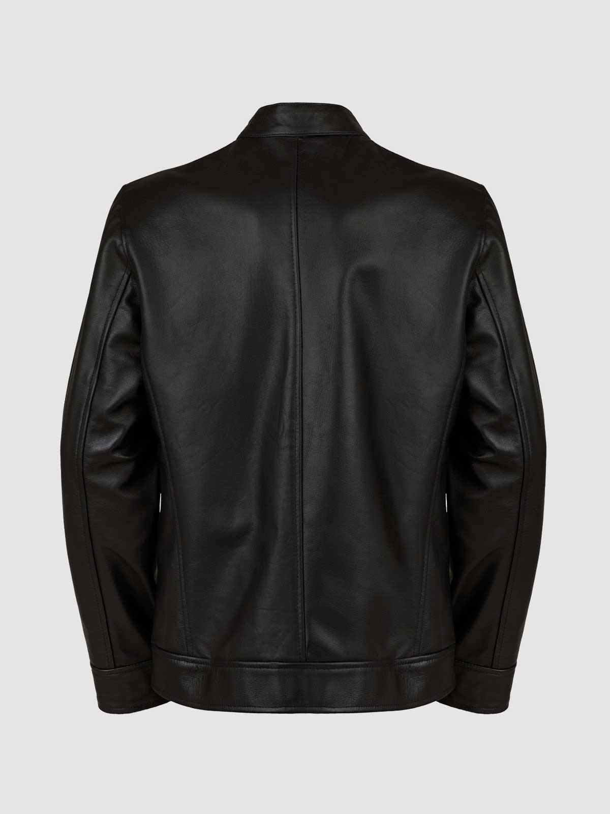4 Pocket Black Leather Jacket-1