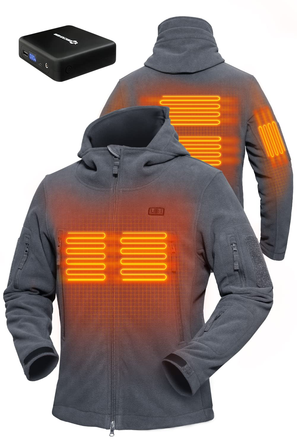 ANTARCTICA GEAR Fleece Heating Jacket, Fit Zip Hood Winter Jacket For Men-5