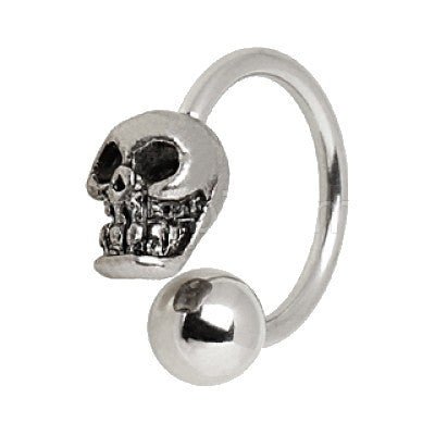 316L Surgical Steel Horseshoe with Skull-0