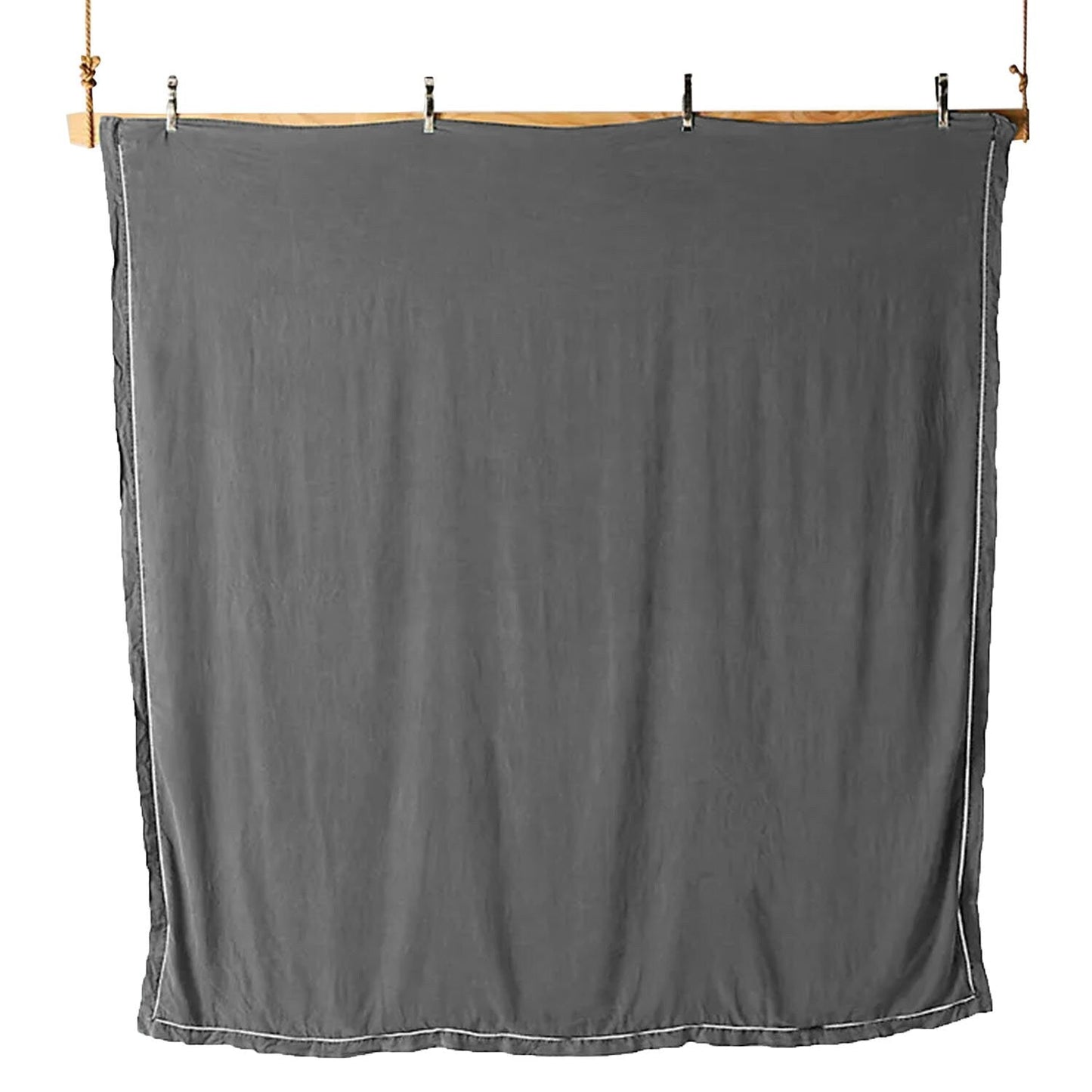 Embroidered Edge Light Grey 100% Pure Linen | Linen Cotton Mix | 3 Piece Duvet Cover Set | 4 Piece Sheet Set | Handmade | Pre-washed | Soft-2