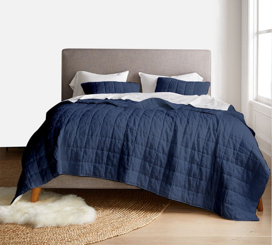 Box stitch - Linen Cotton Quilt Sets-10