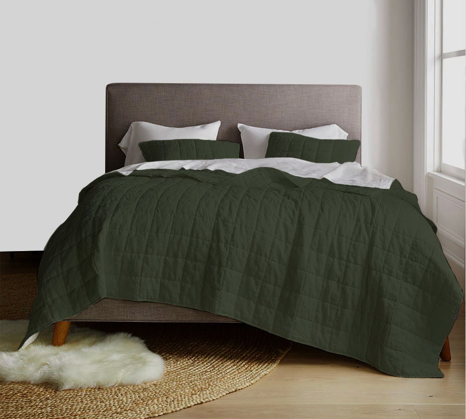 Box stitch - Linen Cotton Quilt Sets-4