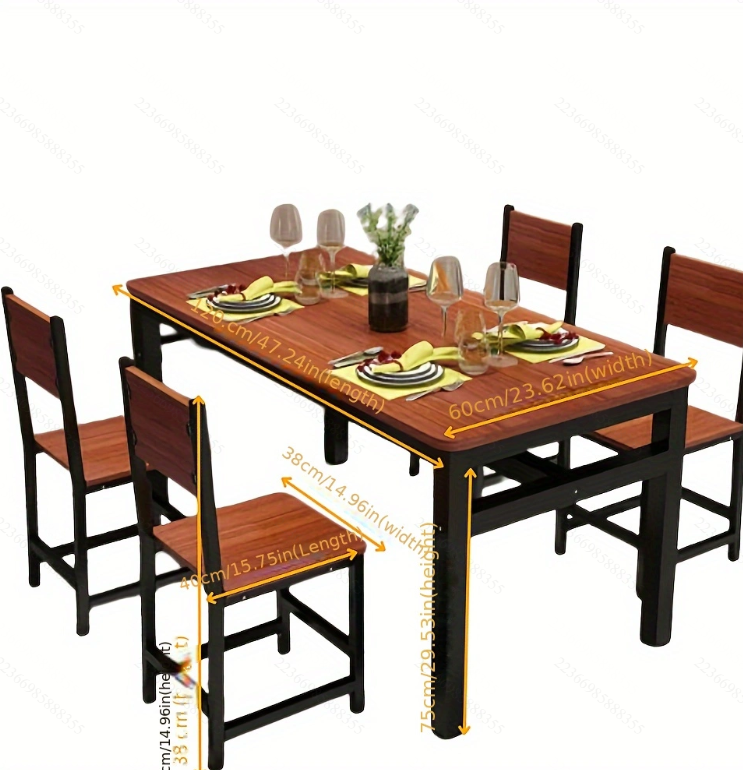 Wood & Steel Dining Set (Oak & Black)-1
