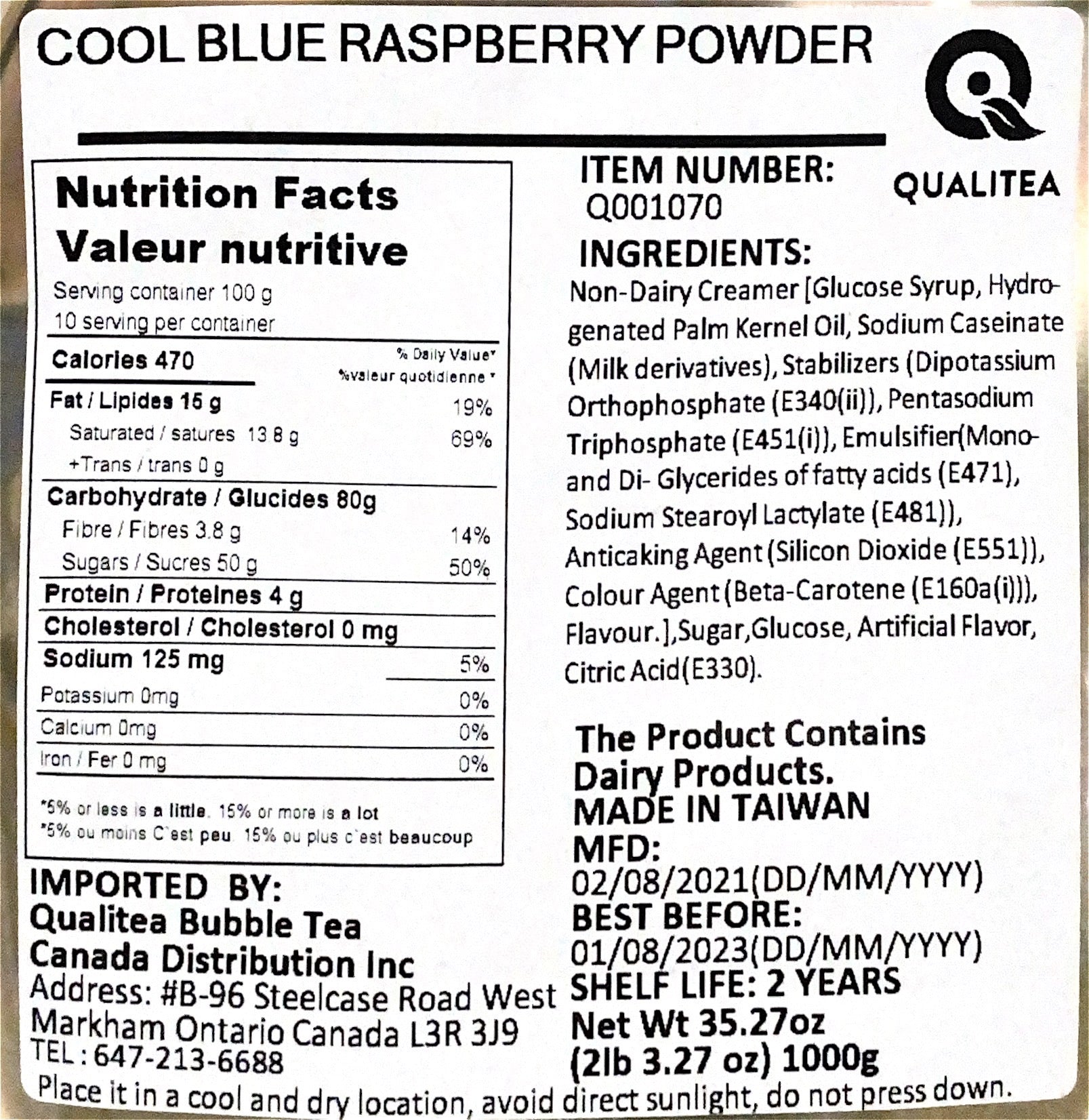 Cool Blue Raspberry Bubble Tea, Smoothie, Frappe Mix (1kg Bag)-2