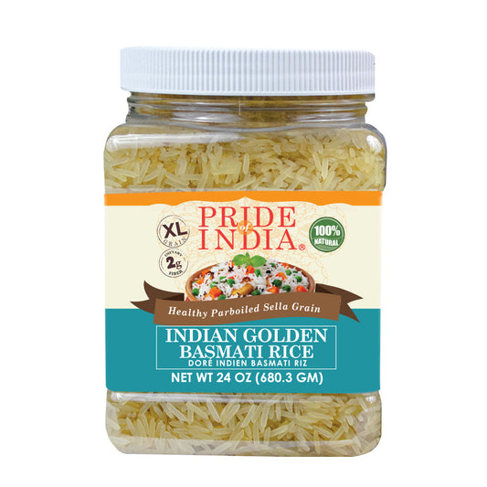 Extra Long Indian Golden Basmati Rice - Healthy Parboiled Sella Grain Jar-0