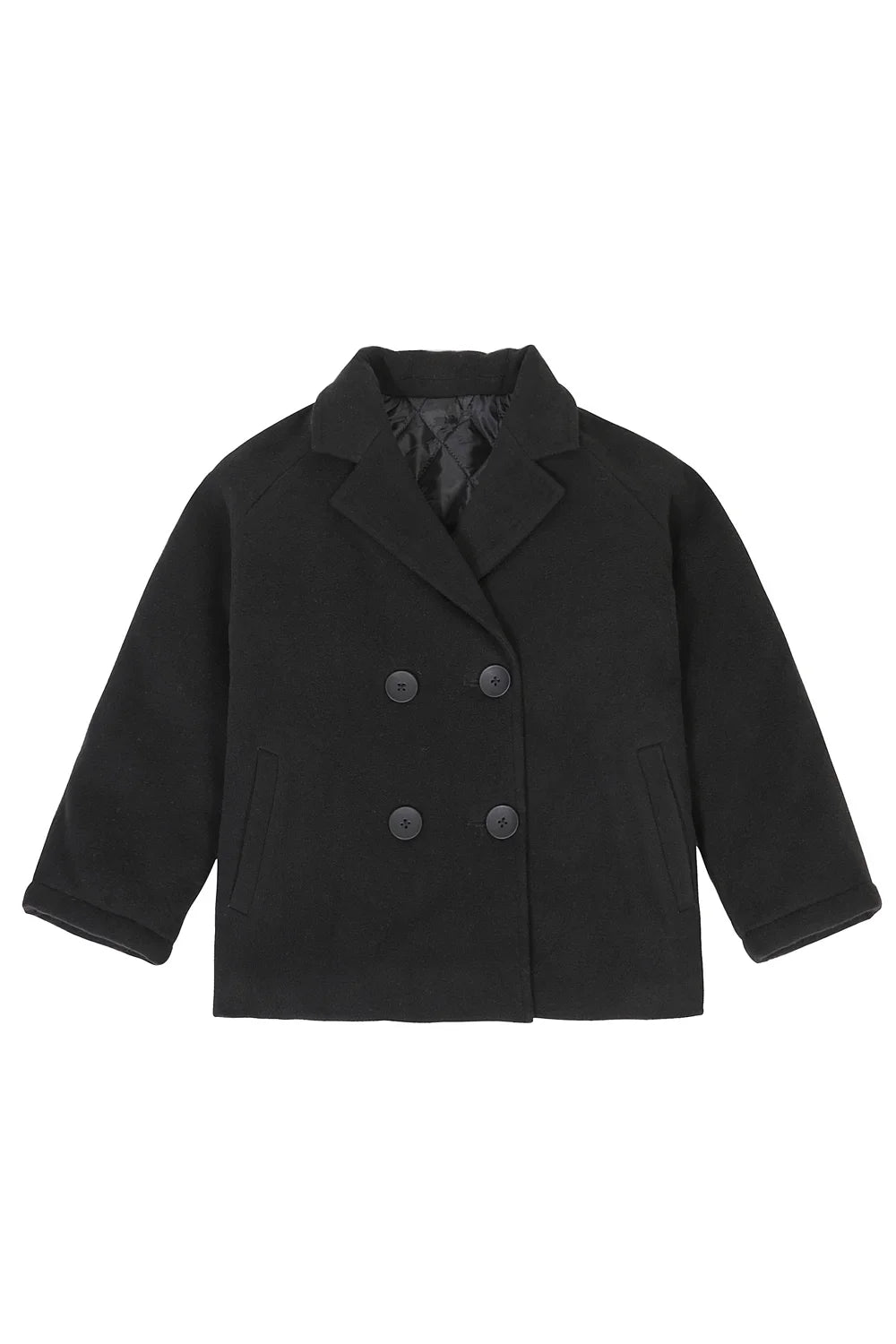 Boy's Quilted Lined Double Breasted Wool Peacoat-5